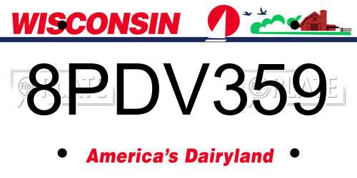 8PDV359 Wisconsin License Plate