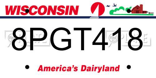 8PGT418 Wisconsin License Plate