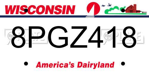 8PGZ418 Wisconsin License Plate