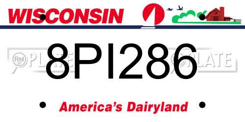 8PI286 Wisconsin License Plate