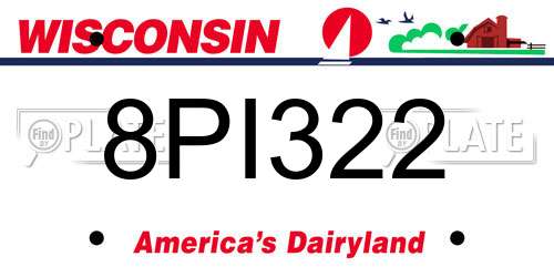 8PI322 Wisconsin License Plate