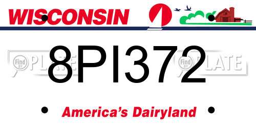 8PI372 Wisconsin License Plate