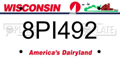 8PI492 Wisconsin License Plate