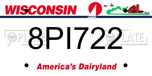 8PI722 Wisconsin License Plate