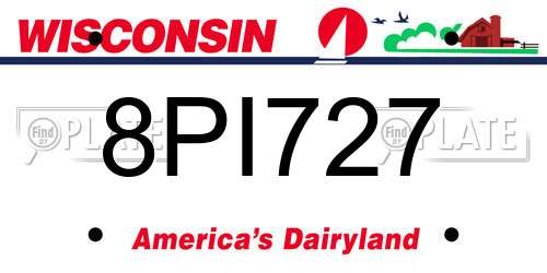 8PI727 Wisconsin License Plate