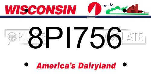 8PI756 Wisconsin License Plate