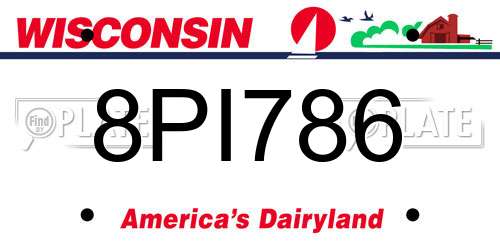 8PI786 Wisconsin License Plate