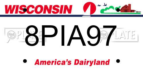 8PIA97 Wisconsin License Plate