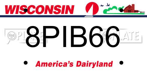 8PIB66 Wisconsin License Plate