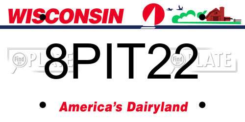 8PIT22 Wisconsin License Plate