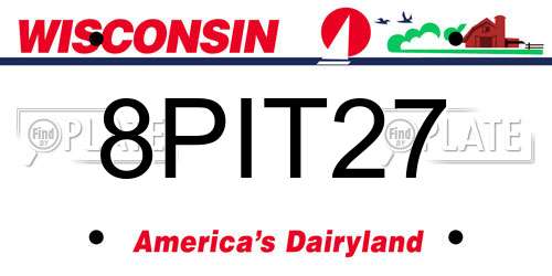 8PIT27 Wisconsin License Plate