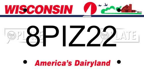 8PIZ22 Wisconsin License Plate
