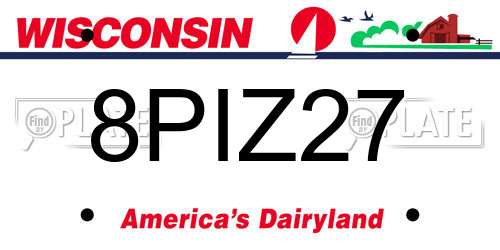 8PIZ27 Wisconsin License Plate