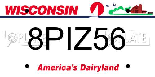 8PIZ56 Wisconsin License Plate
