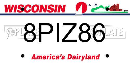 8PIZ86 Wisconsin License Plate