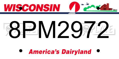 8PM2972 Wisconsin License Plate
