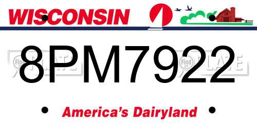 8PM7922 Wisconsin License Plate