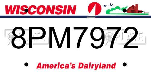 8PM7972 Wisconsin License Plate