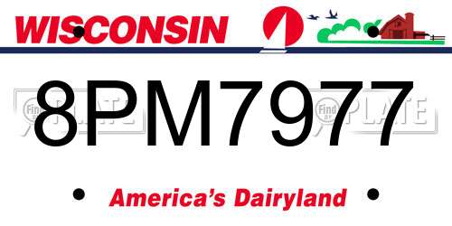 8PM7977 Wisconsin License Plate