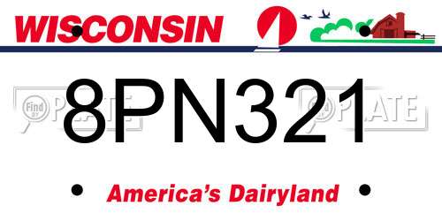 8PN321 Wisconsin License Plate