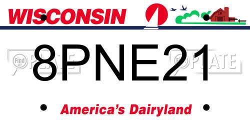 8PNE21 Wisconsin License Plate