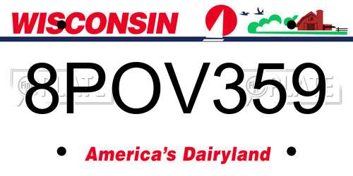 8POV359 Wisconsin License Plate