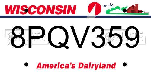 8PQV359 Wisconsin License Plate