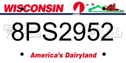8PS2952 Wisconsin License Plate