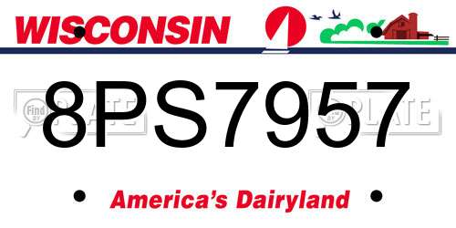 8PS7957 Wisconsin License Plate
