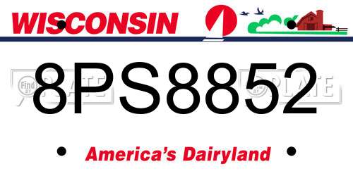 8PS8852 Wisconsin License Plate