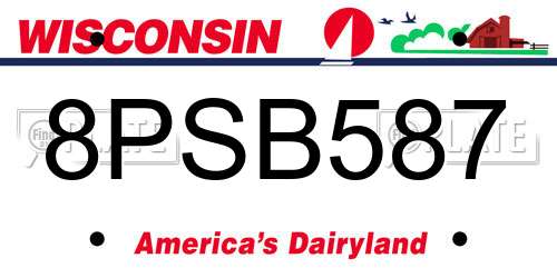8PSB587 Wisconsin License Plate