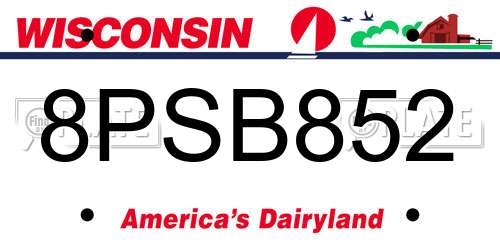 8PSB852 Wisconsin License Plate