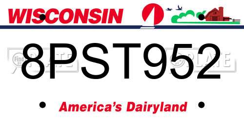 8PST952 Wisconsin License Plate