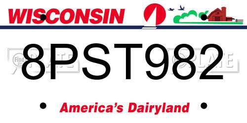 8PST982 Wisconsin License Plate