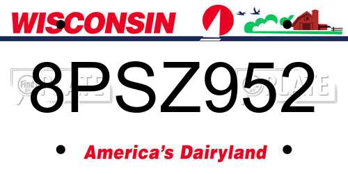 8PSZ952 Wisconsin License Plate