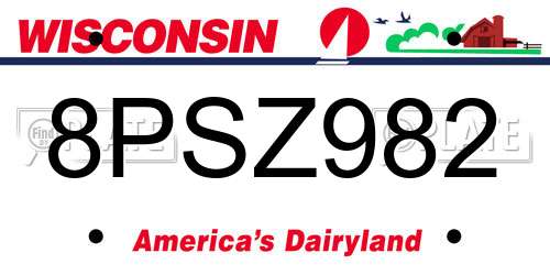 8PSZ982 Wisconsin License Plate