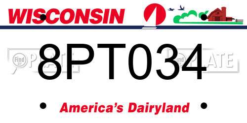 8PT034 Wisconsin License Plate