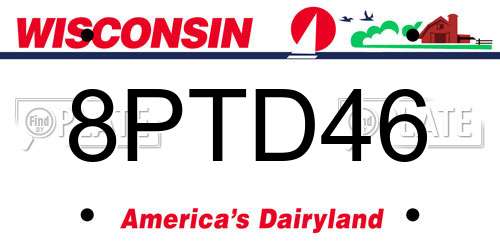 8PTD46 Wisconsin License Plate