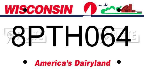 8PTH064 Wisconsin License Plate