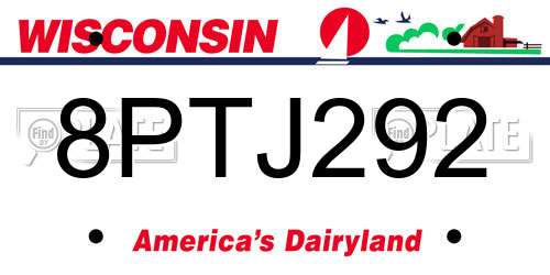 8PTJ292 Wisconsin License Plate