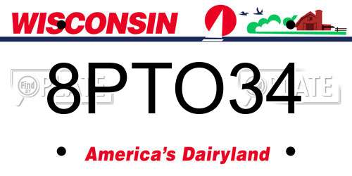 8PTO34 Wisconsin License Plate