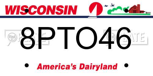 8PTO46 Wisconsin License Plate