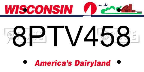 8PTV458 Wisconsin License Plate