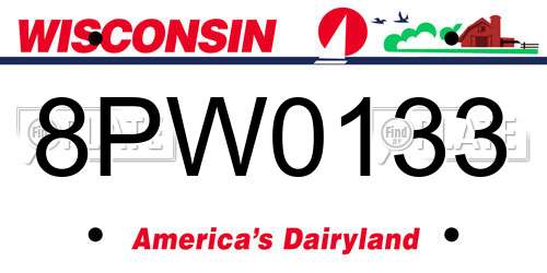 8PW0133 Wisconsin License Plate