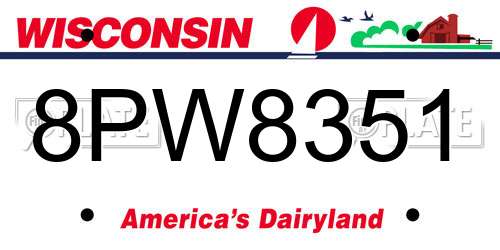 8PW8351 Wisconsin License Plate