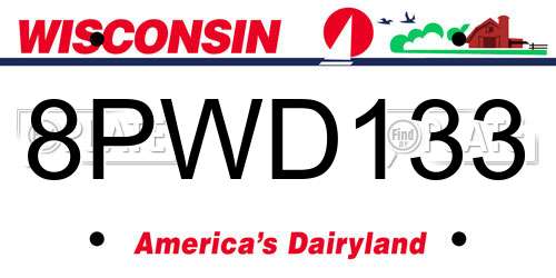 8PWD133 Wisconsin License Plate