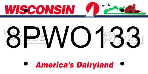 8PWO133 Wisconsin License Plate