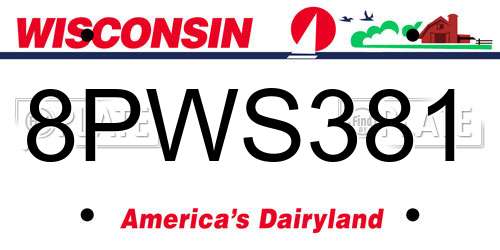8PWS381 Wisconsin License Plate