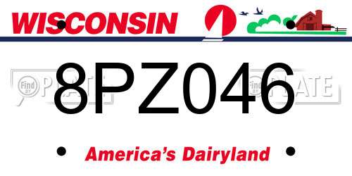 8PZ046 Wisconsin License Plate