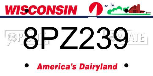 8PZ239 Wisconsin License Plate